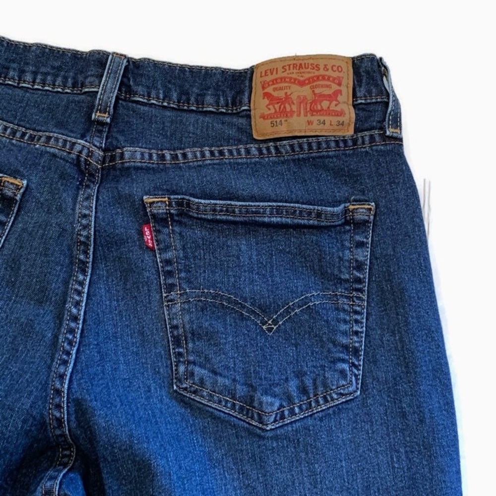 Levi’s 514 Men’s 34x34 Medium Wash Classic Straight Fit Distressed Stretch B - Picture 7 of 8